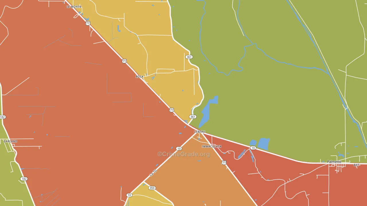 Lebeau, LA Map of Assault Rates