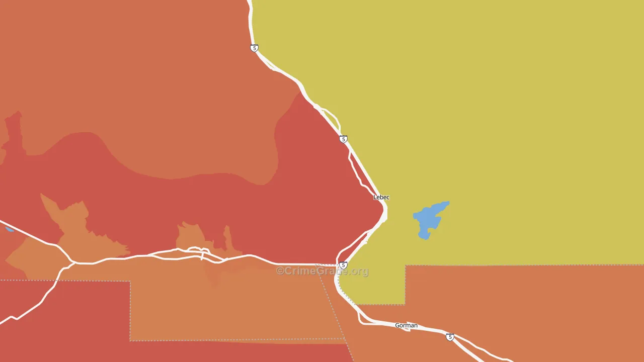 Lebec, CA Map of Assault Rates