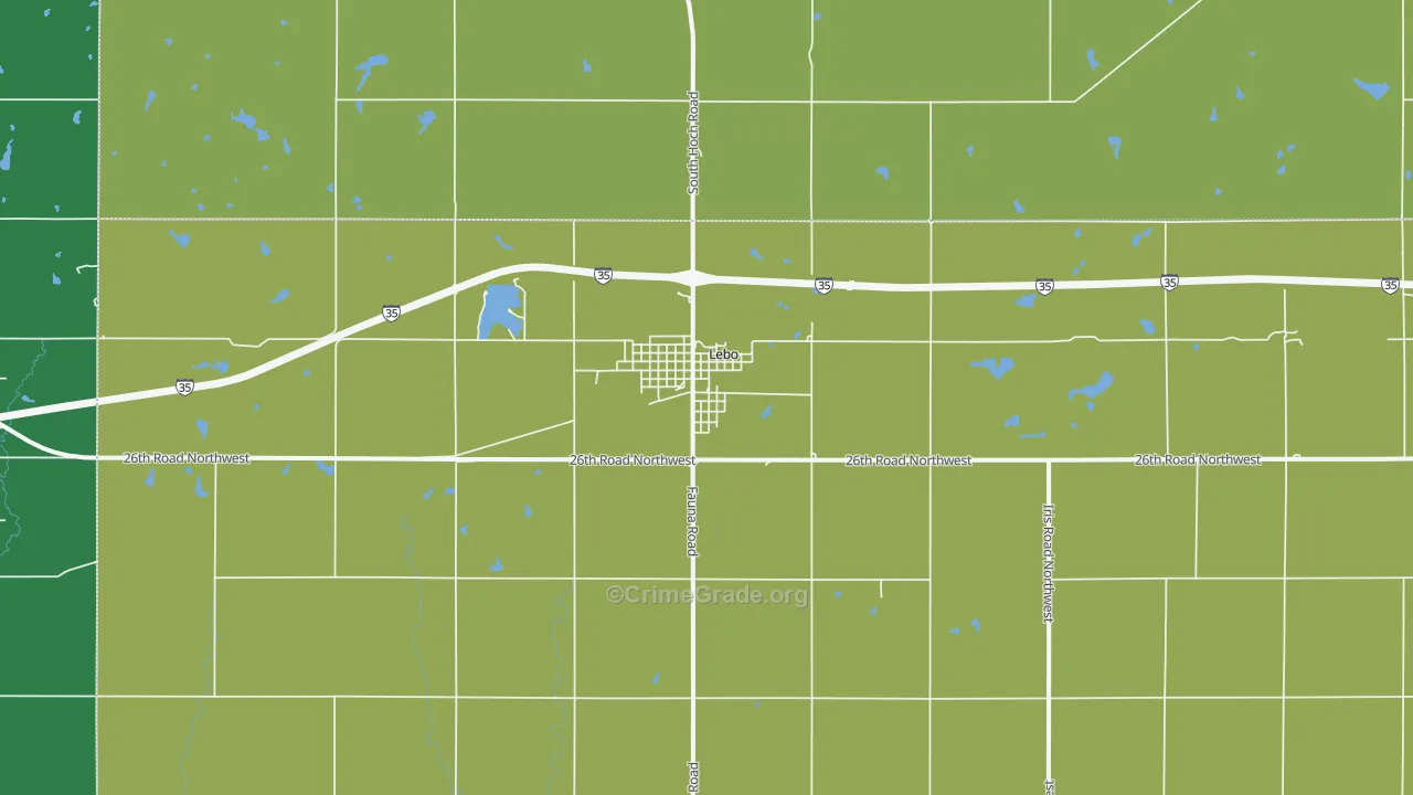 Lebo, KS Map of Assault Rates