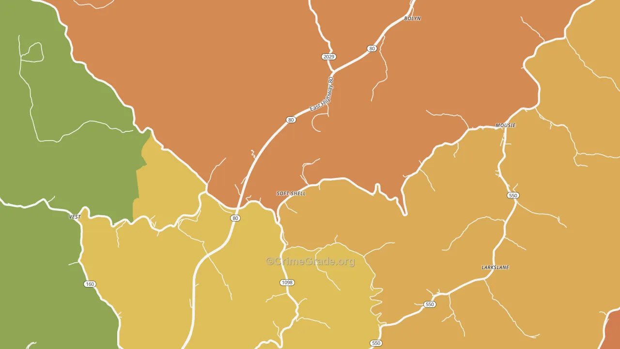 Leburn, KY Map of Assault Rates