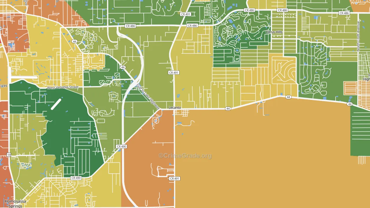Lecanto, FL Map of Assault Rates