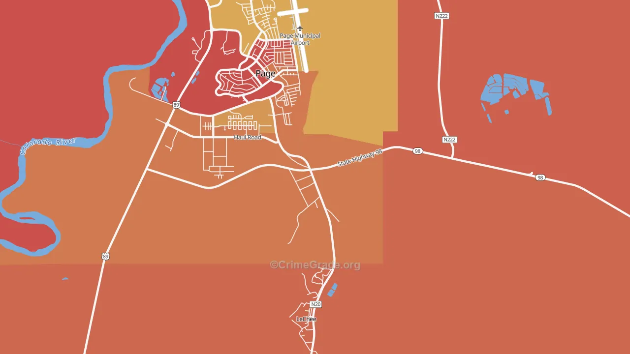 Lechee, AZ Map of Assault Rates