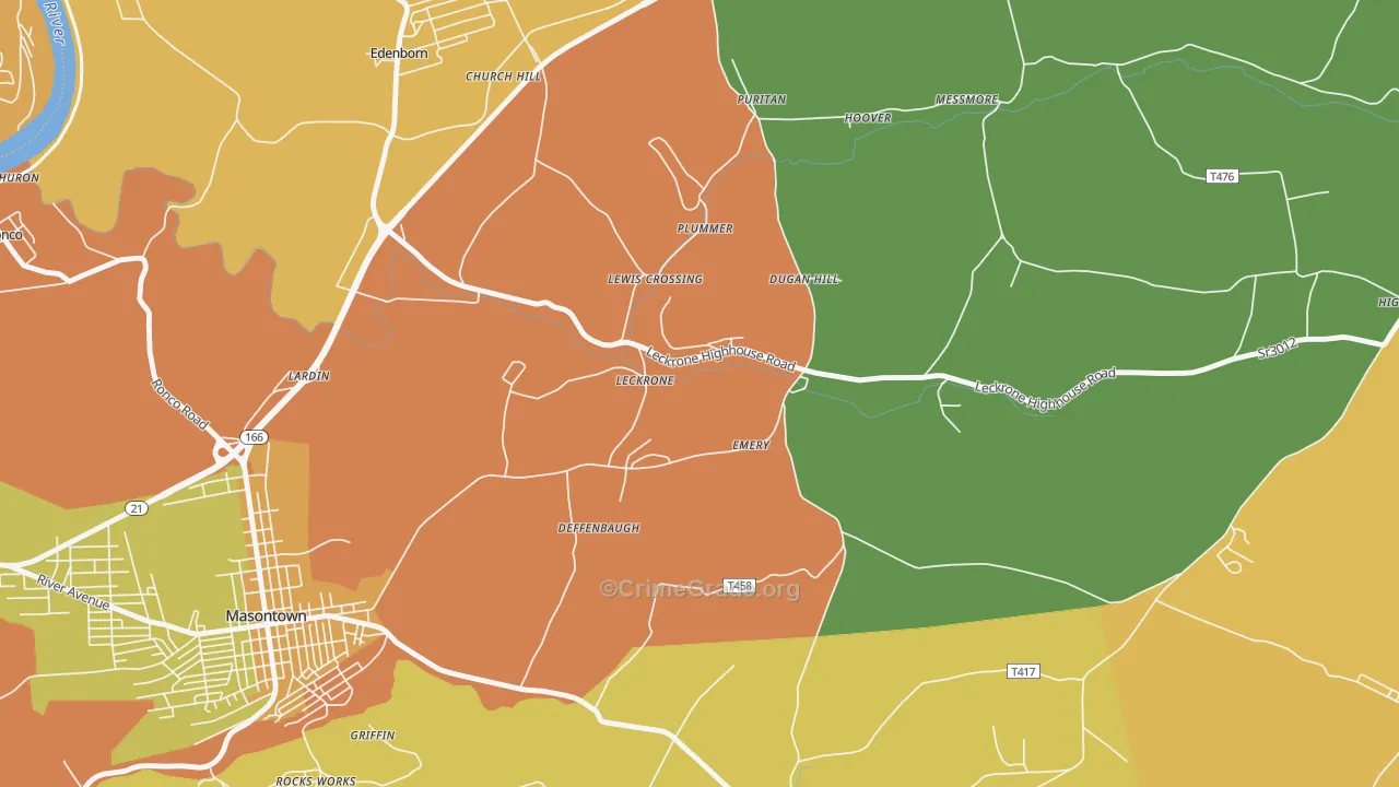 Leckrone, PA Map of Assault Rates