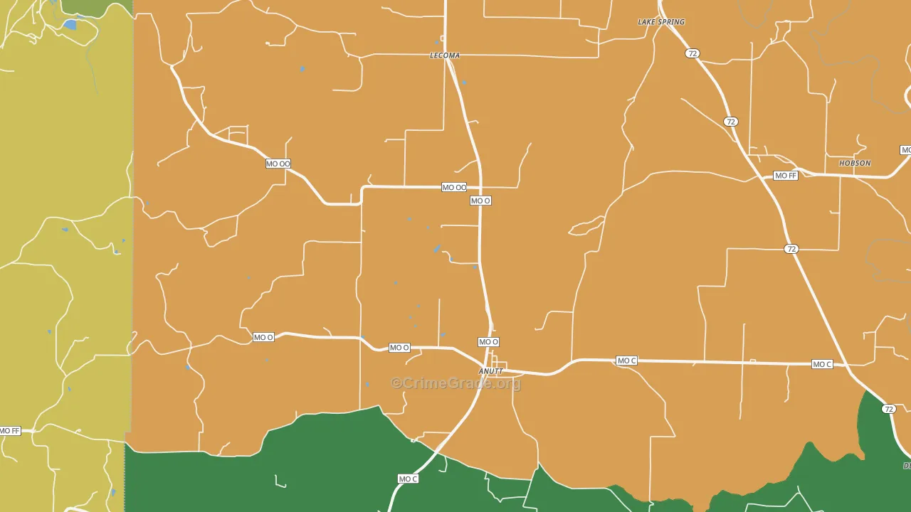 Lecoma, MO Map of Assault Rates