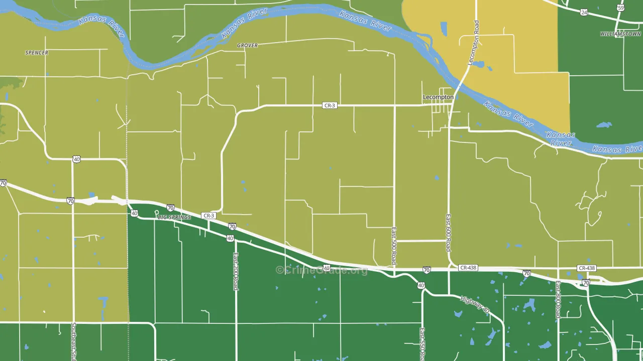 Lecompton, KS Map of Assault Rates