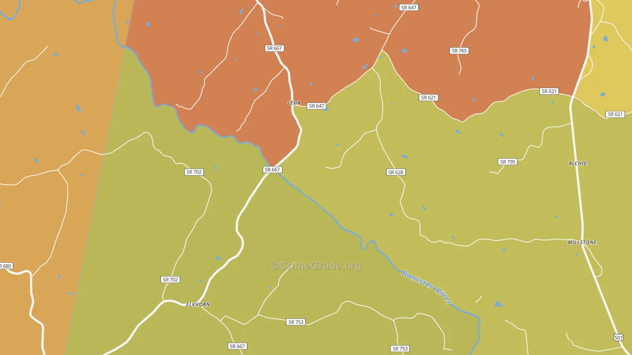 Leda, VA Map of Assault Rates