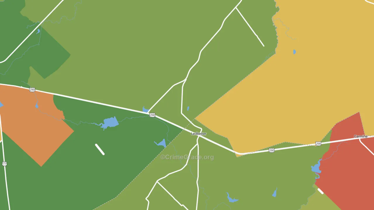 Ledbetter, TX Map of Assault Rates
