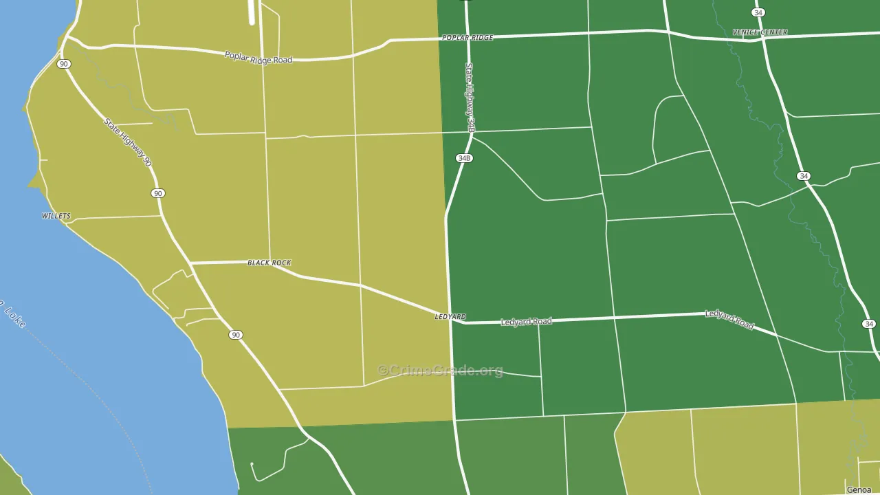 Ledyard, NY Map of Assault Rates
