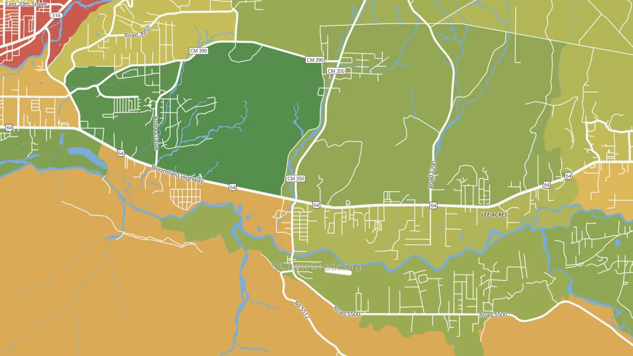 Lee Acres, NM Map of Assault Rates