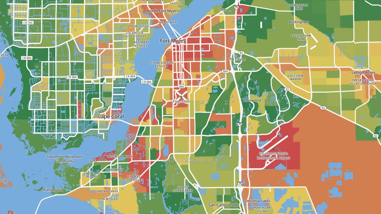 Lee County, FL Map of Assault Rates