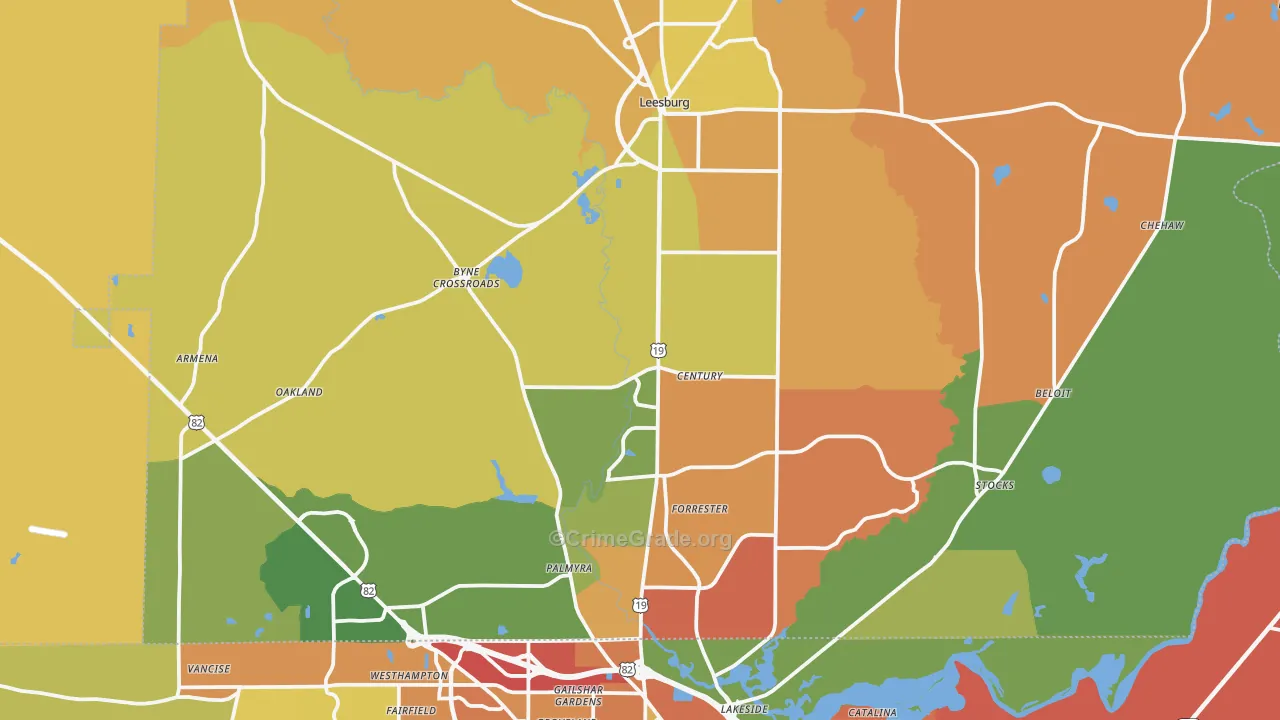 Lee County, GA Map of Assault Rates