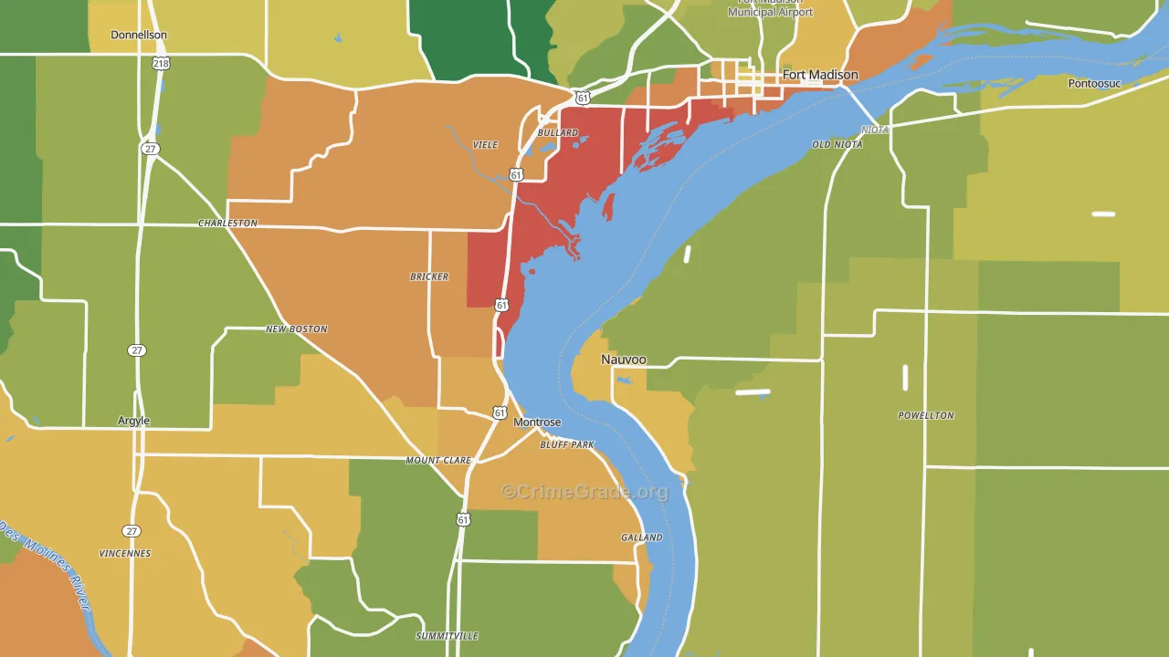 Lee County, IA Map of Assault Rates