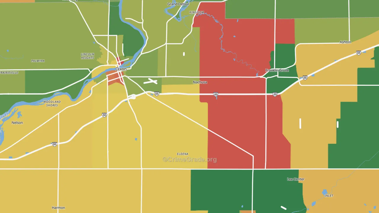 Lee County, IL Map of Assault Rates