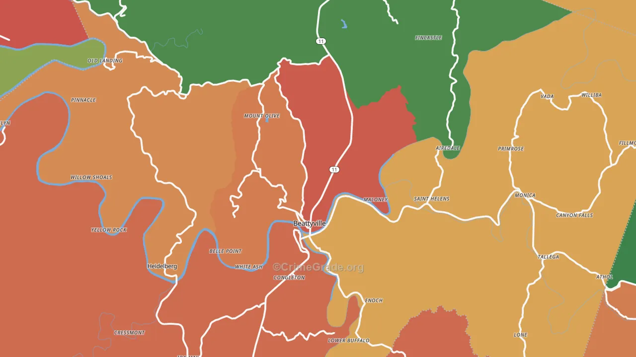 Lee County, KY Map of Assault Rates