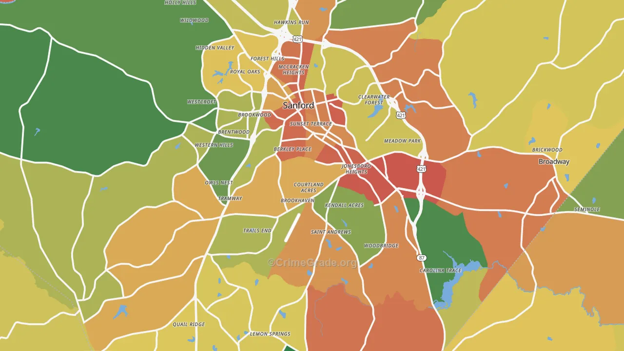 Lee County, NC Map of Assault Rates