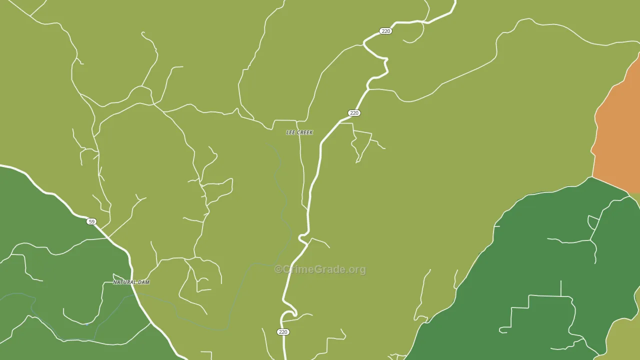 Lee Creek, AR Map of Assault Rates