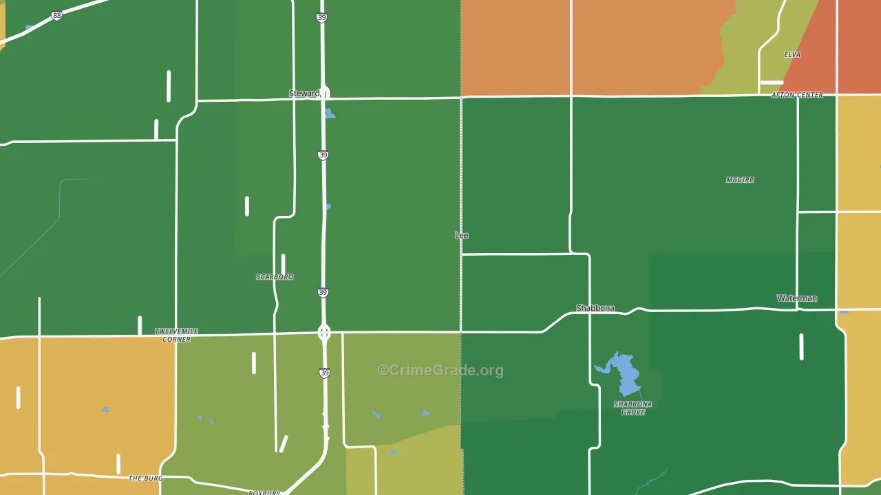 Lee, IL Map of Assault Rates