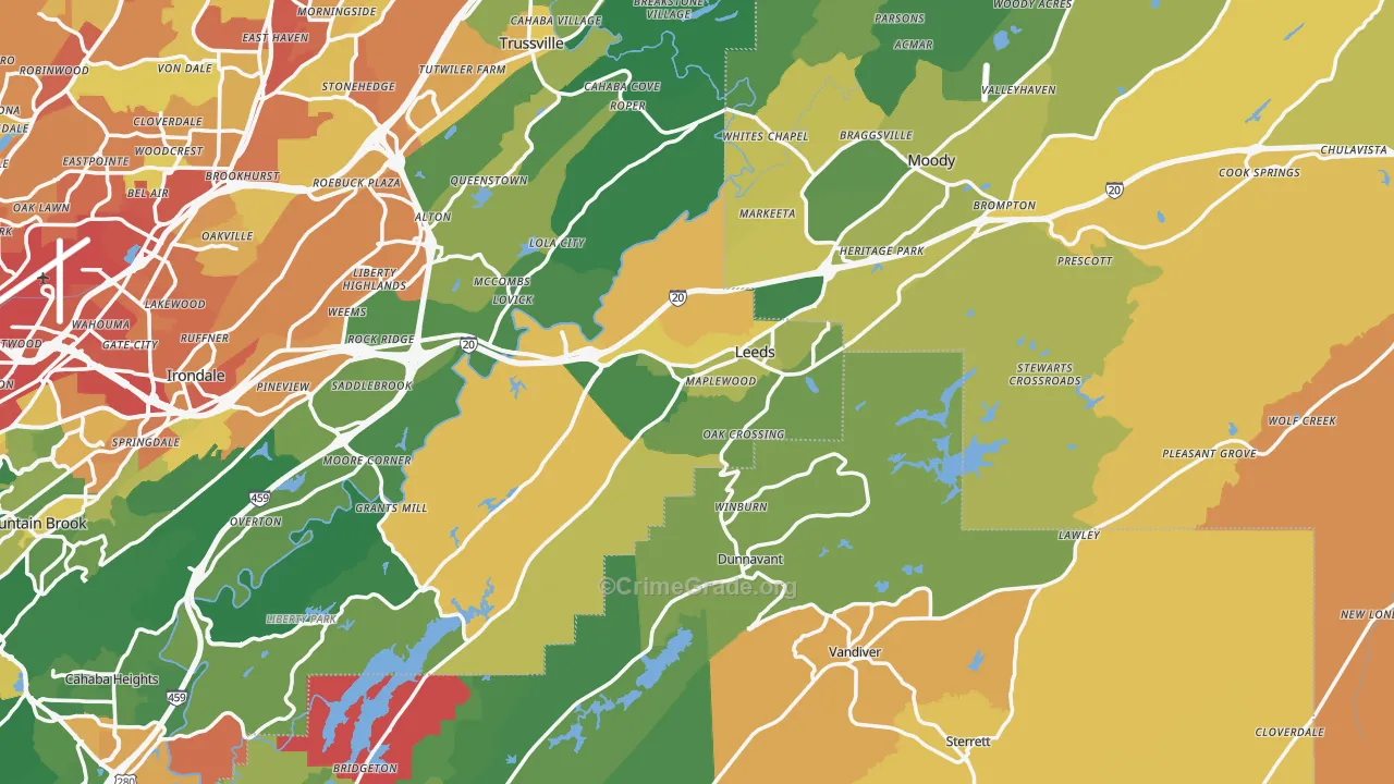 Leeds, AL Map of Assault Rates