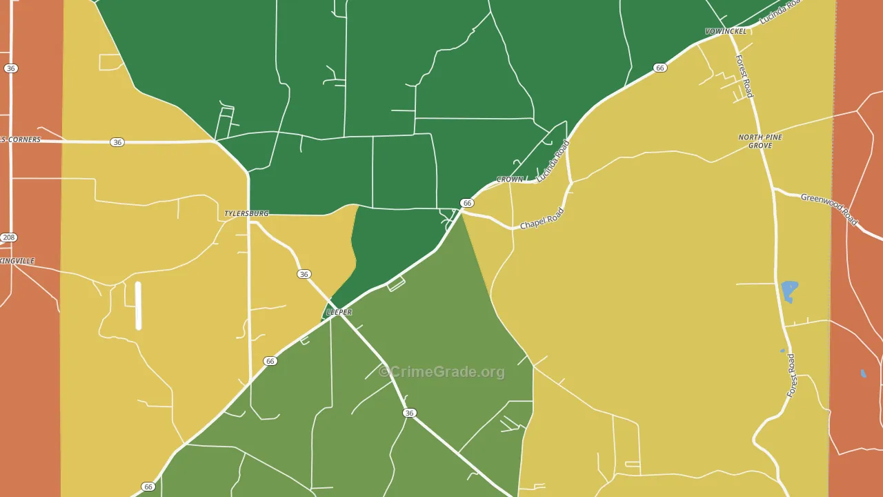 Leeper, PA Map of Assault Rates