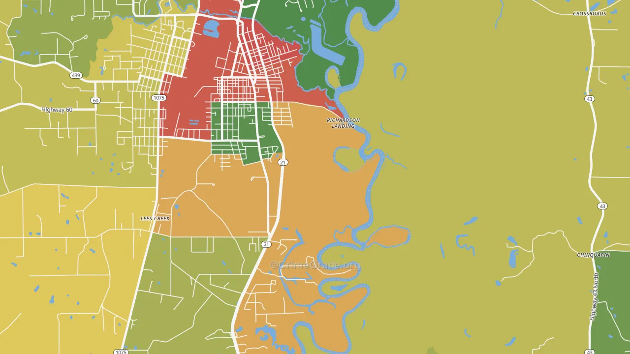 Lees Creek, LA Map of Assault Rates