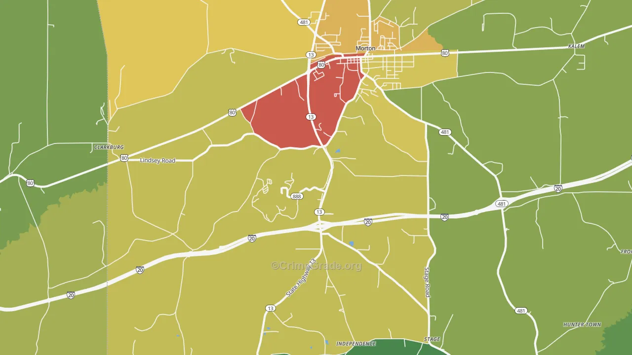 Leesburg, MS Map of Assault Rates