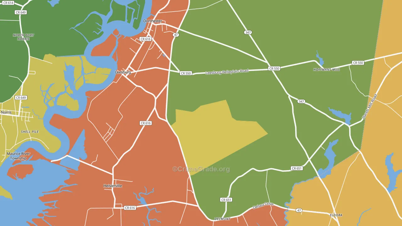 Leesburg, NJ Map of Assault Rates