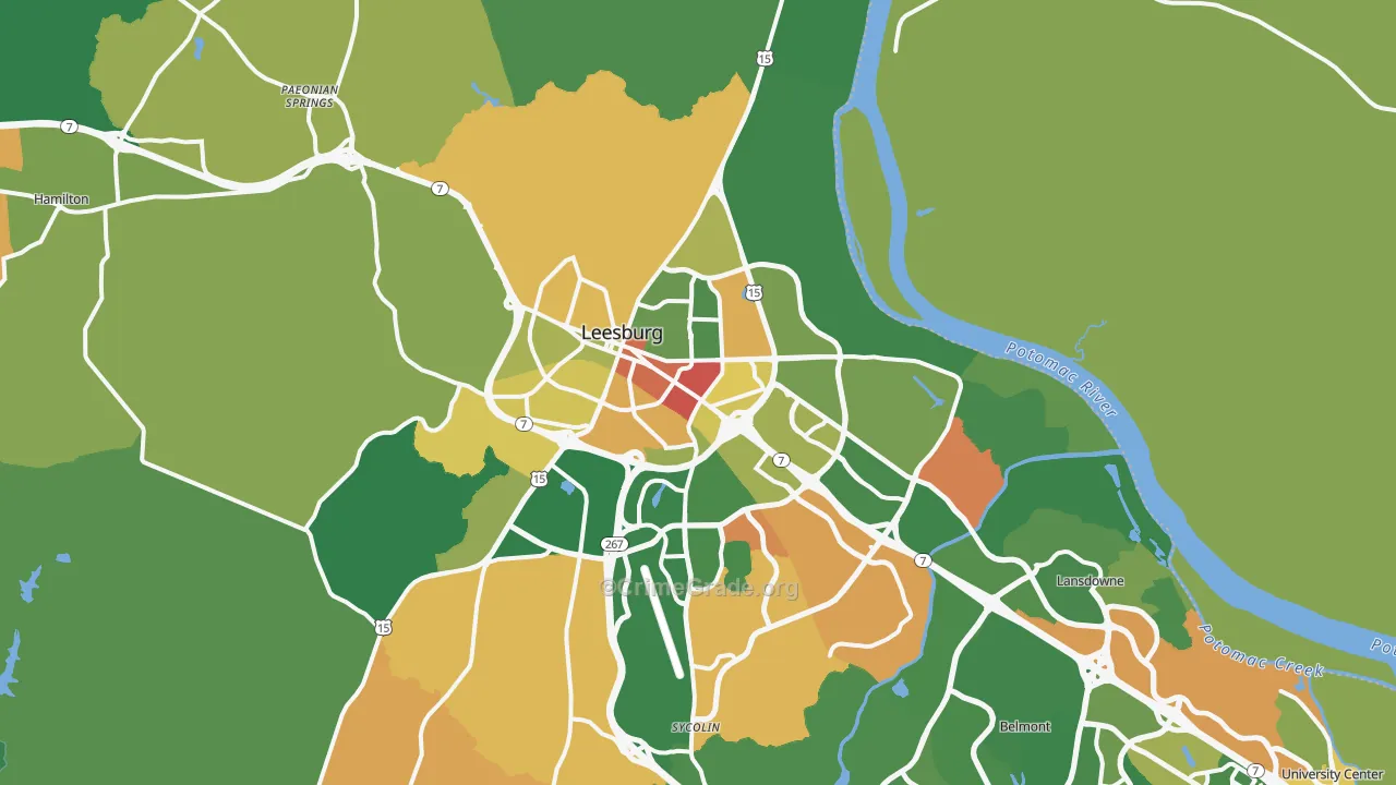 Leesburg, VA Map of Assault Rates