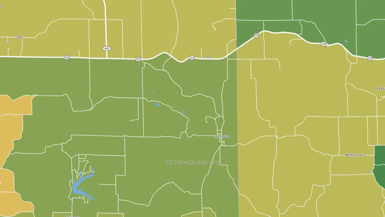Leesville, IN Map of Assault Rates