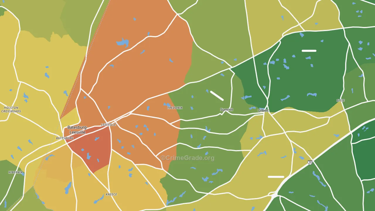 Leesville, SC Map of Assault Rates