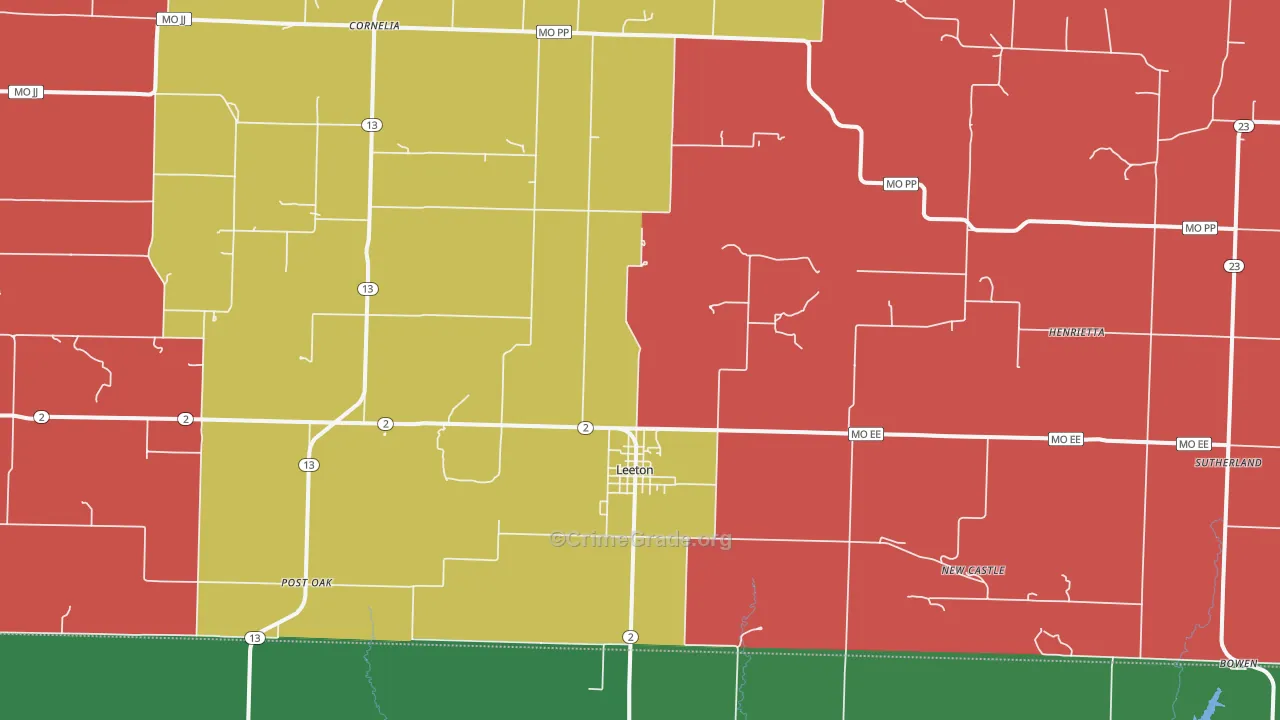 Leeton, MO Map of Assault Rates