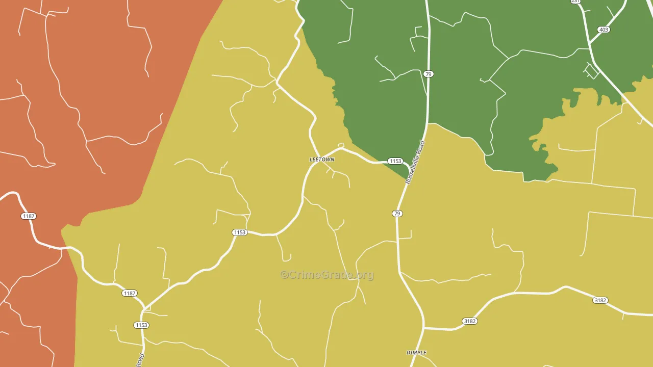 Leetown, KY Map of Assault Rates