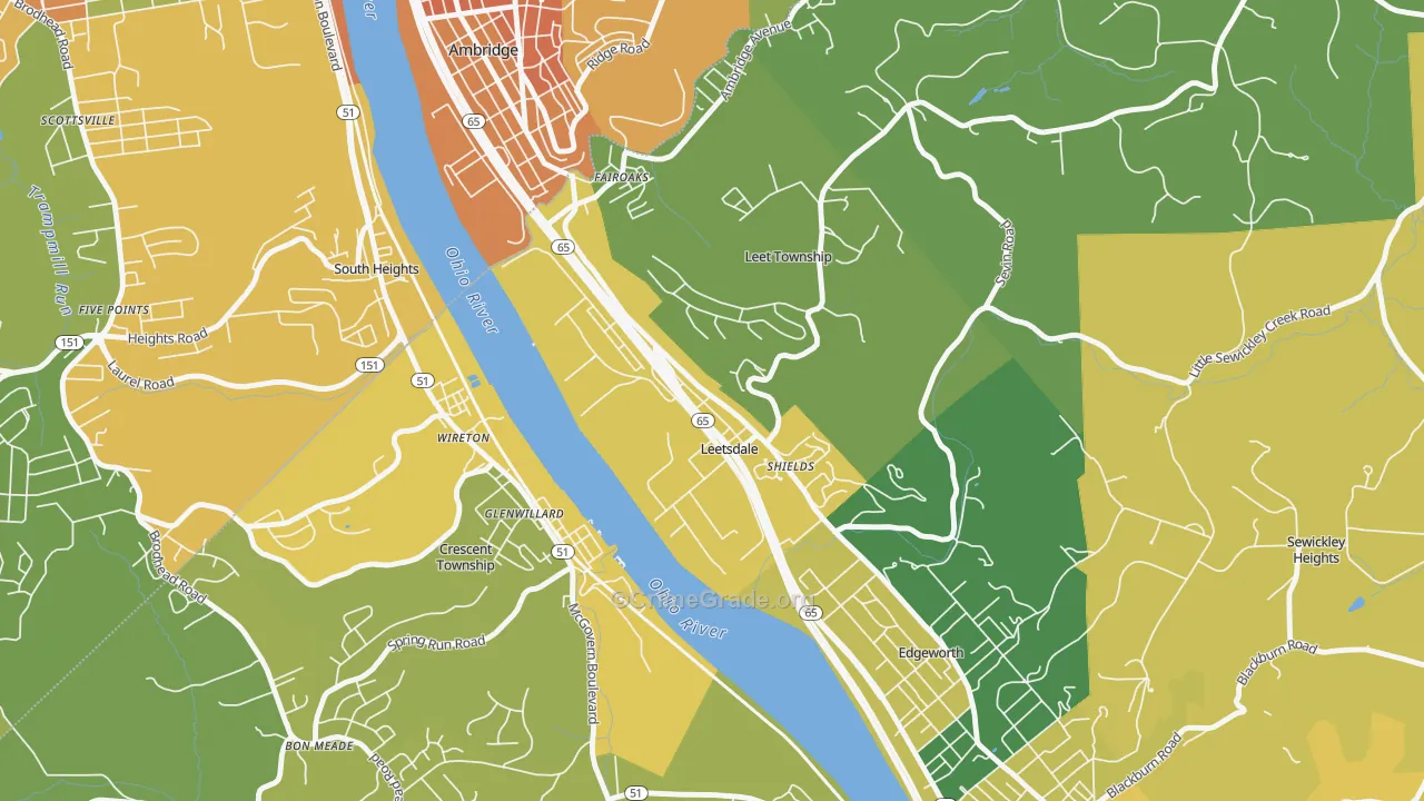 Leetsdale, PA Map of Assault Rates