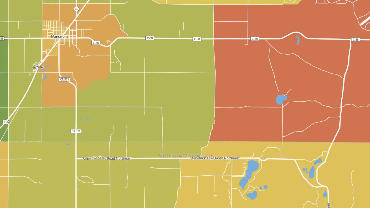 Leetsville, MI Map of Assault Rates