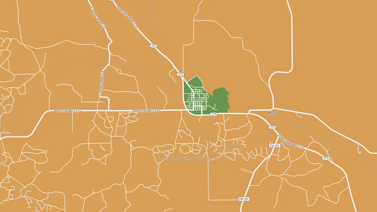 Lefors, TX Map of Assault Rates