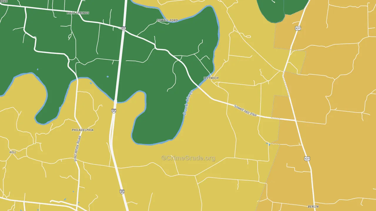 Leftwich, TN Map of Assault Rates