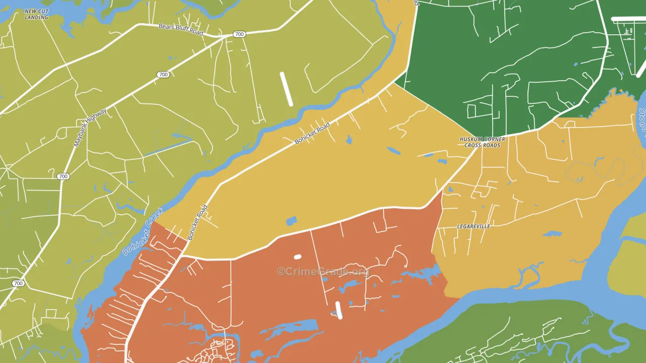 Legareville, SC Map of Assault Rates