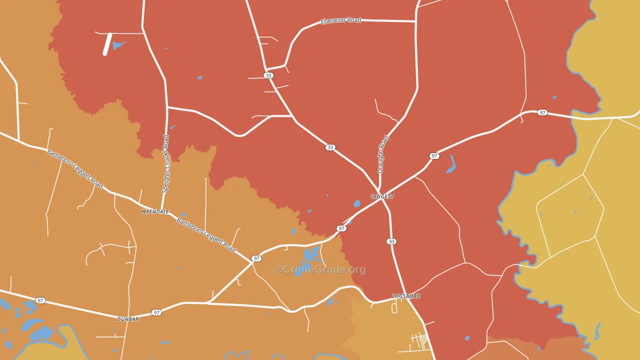 Leggett, NC Map of Assault Rates