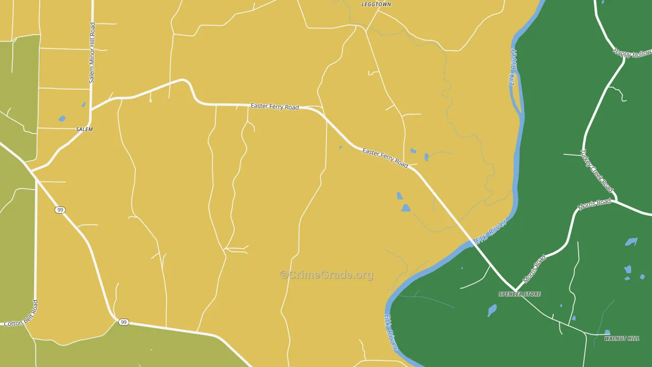 Leggtown, AL Map of Assault Rates