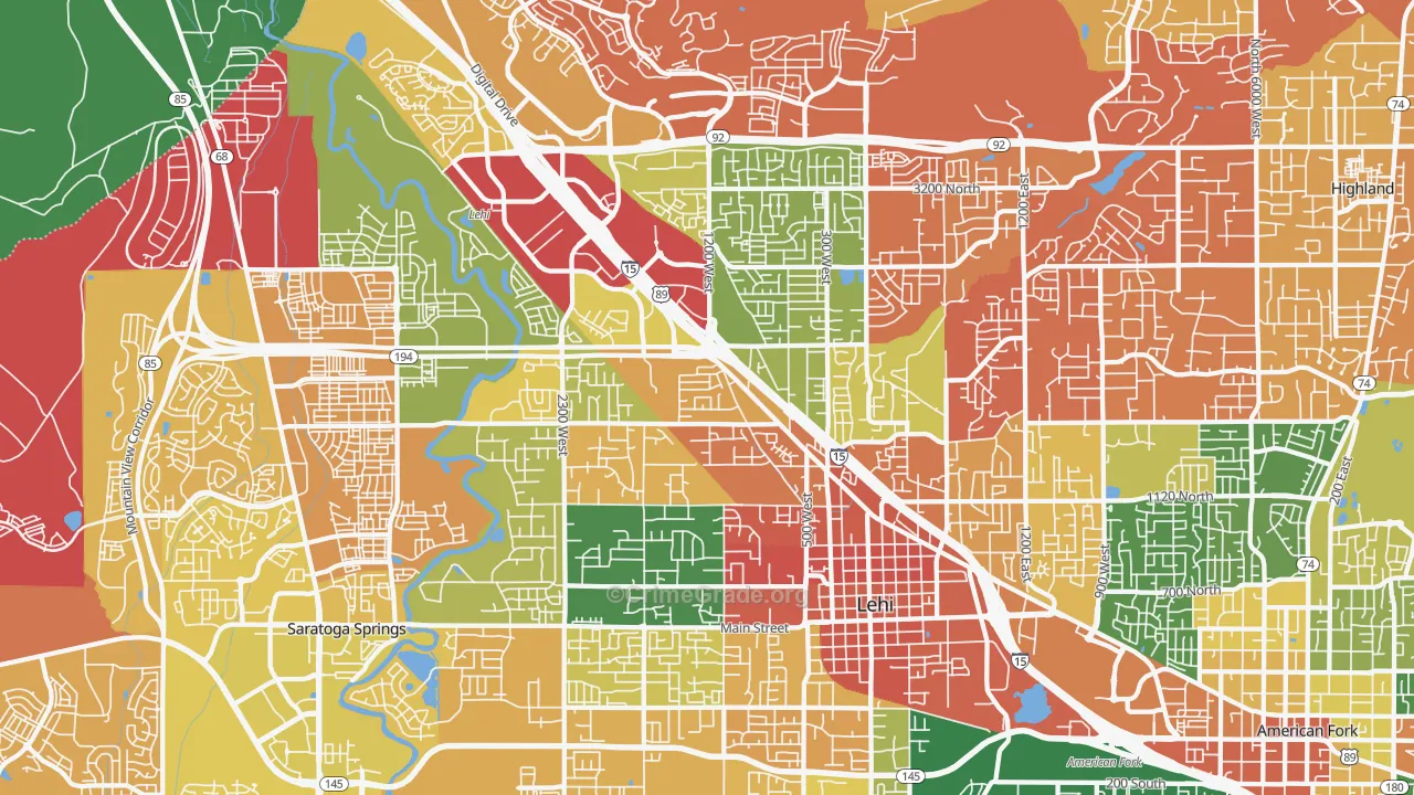 Lehi, UT Map of Assault Rates