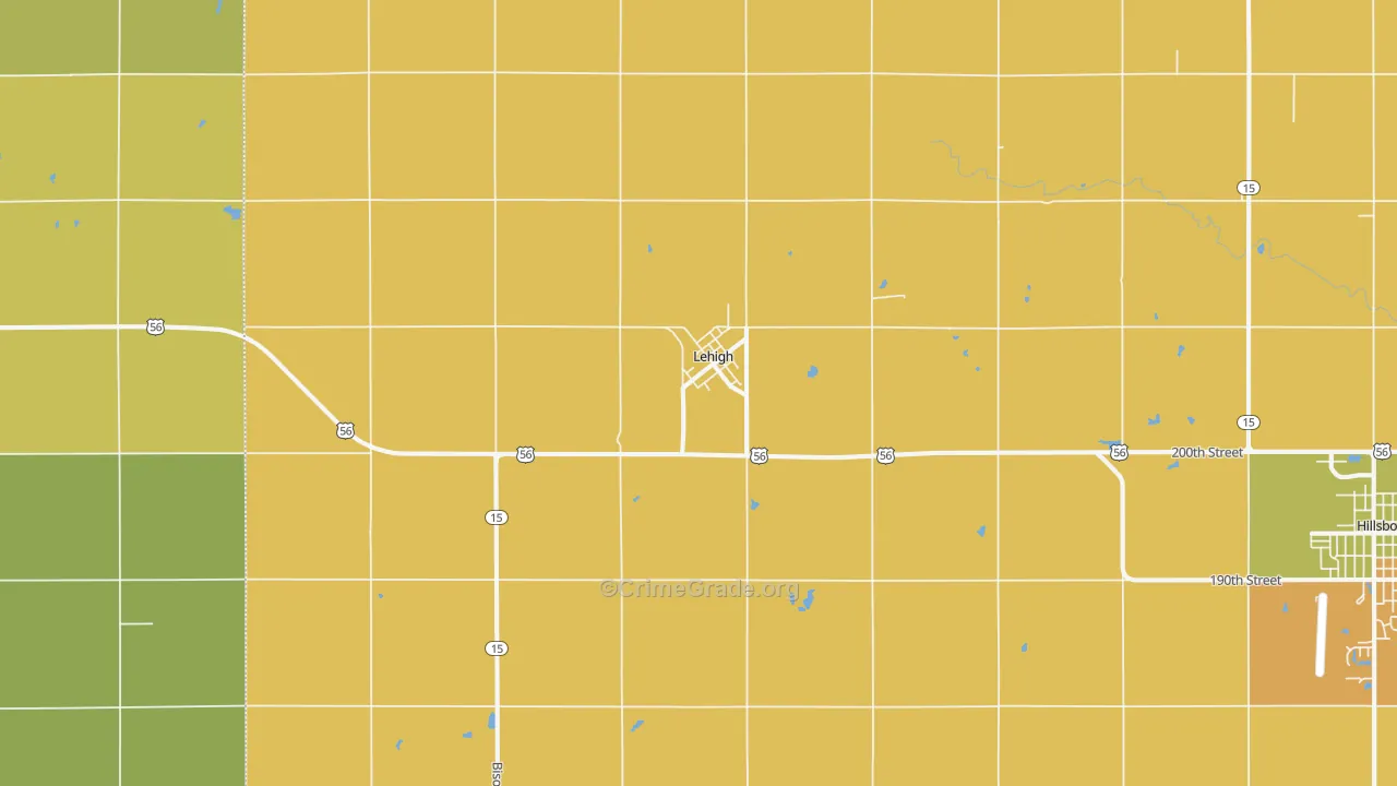 Lehigh, KS Map of Assault Rates
