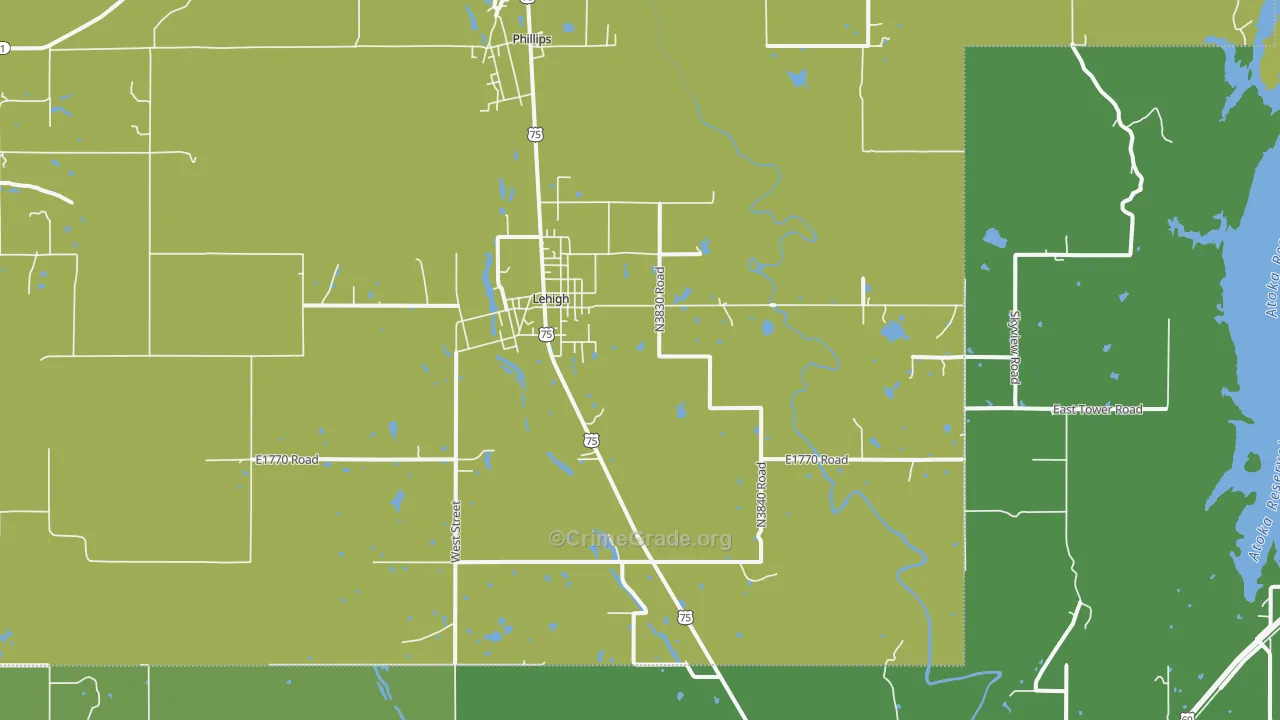 Lehigh, OK Map of Assault Rates