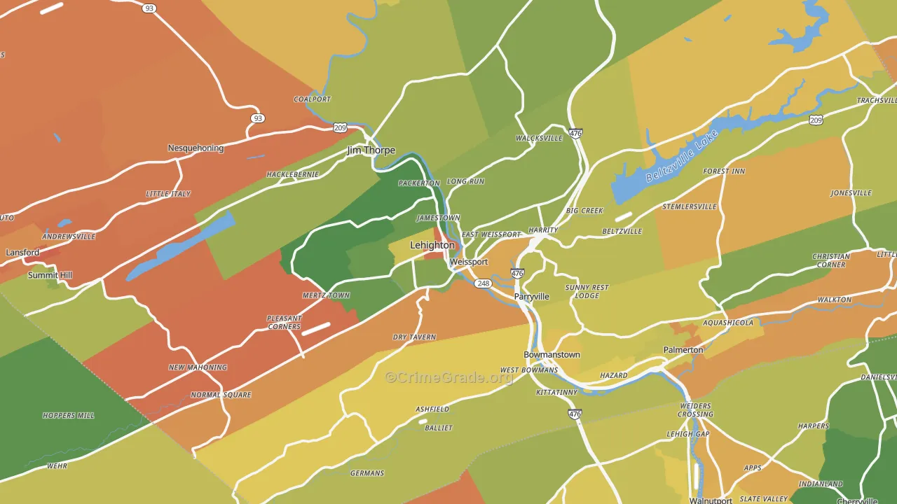 Lehighton, PA Map of Assault Rates