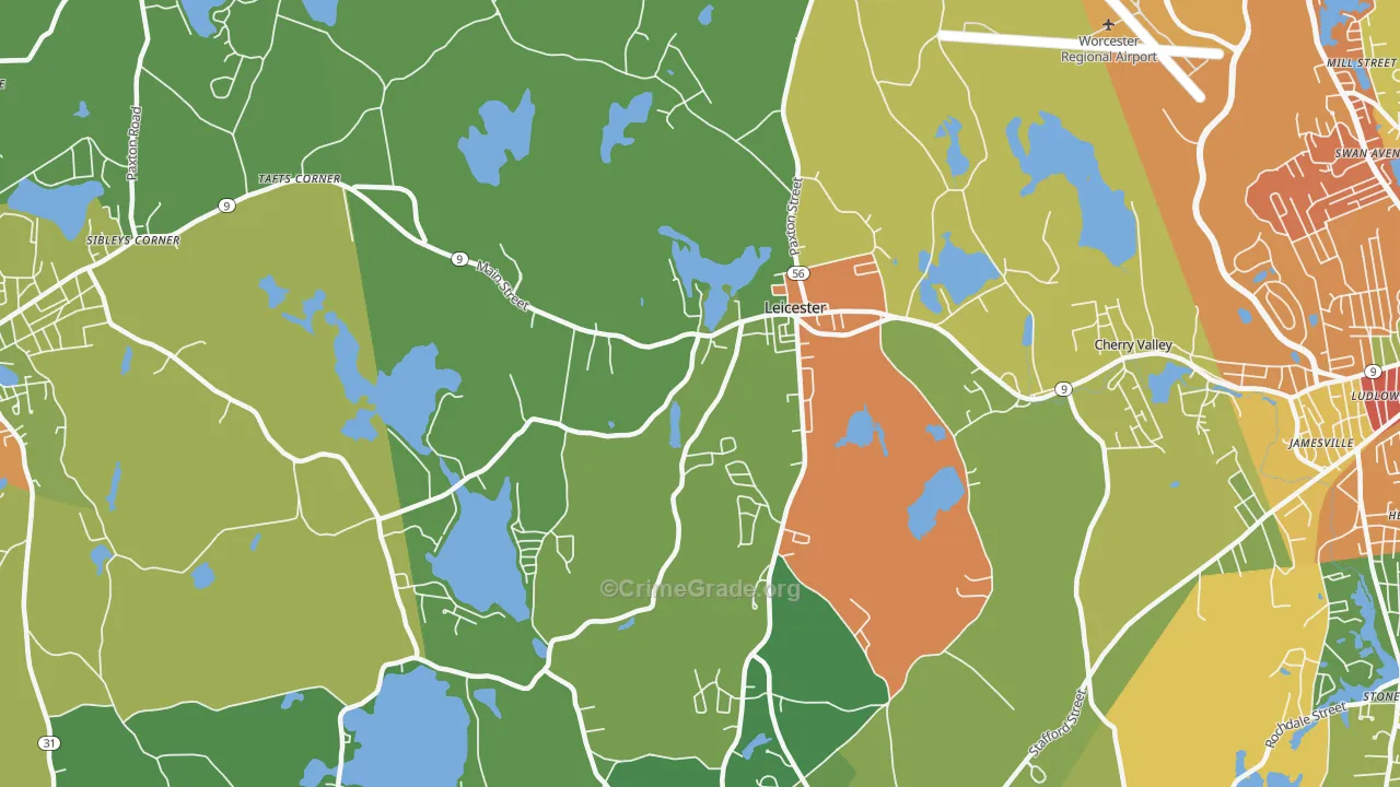 Leicester, MA Map of Assault Rates