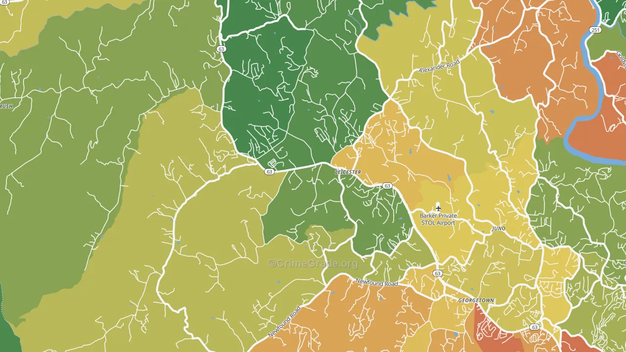 Leicester, NC Map of Assault Rates