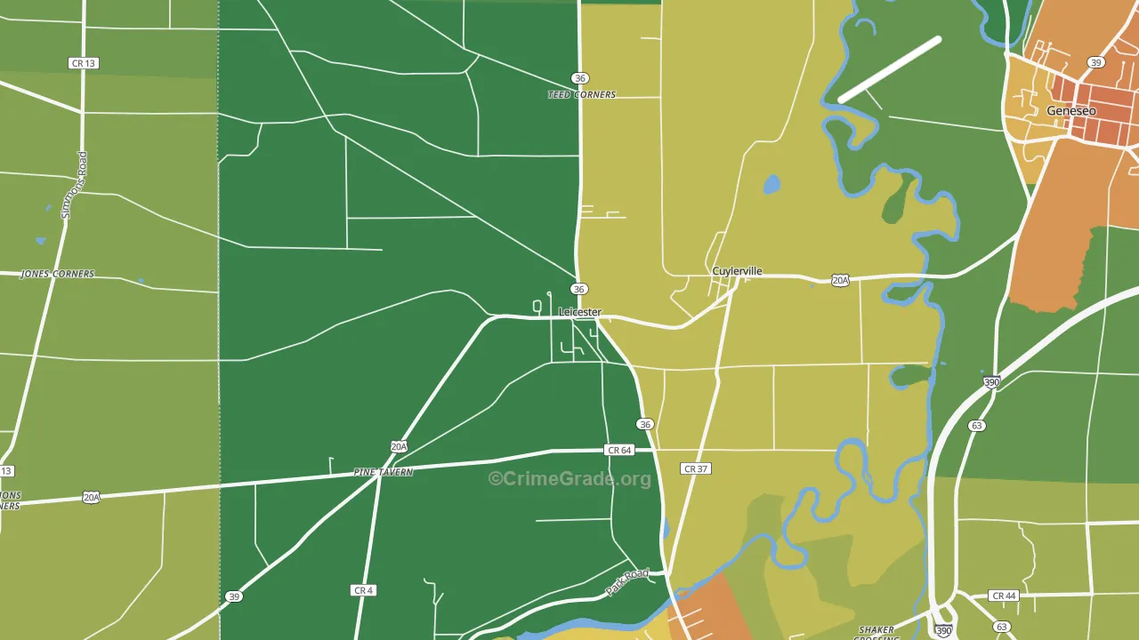 Leicester, NY Map of Assault Rates