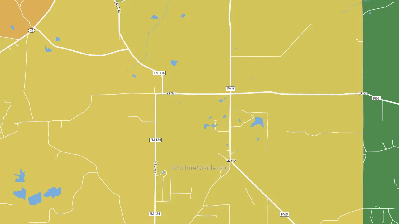 Leigh, TX Map of Assault Rates
