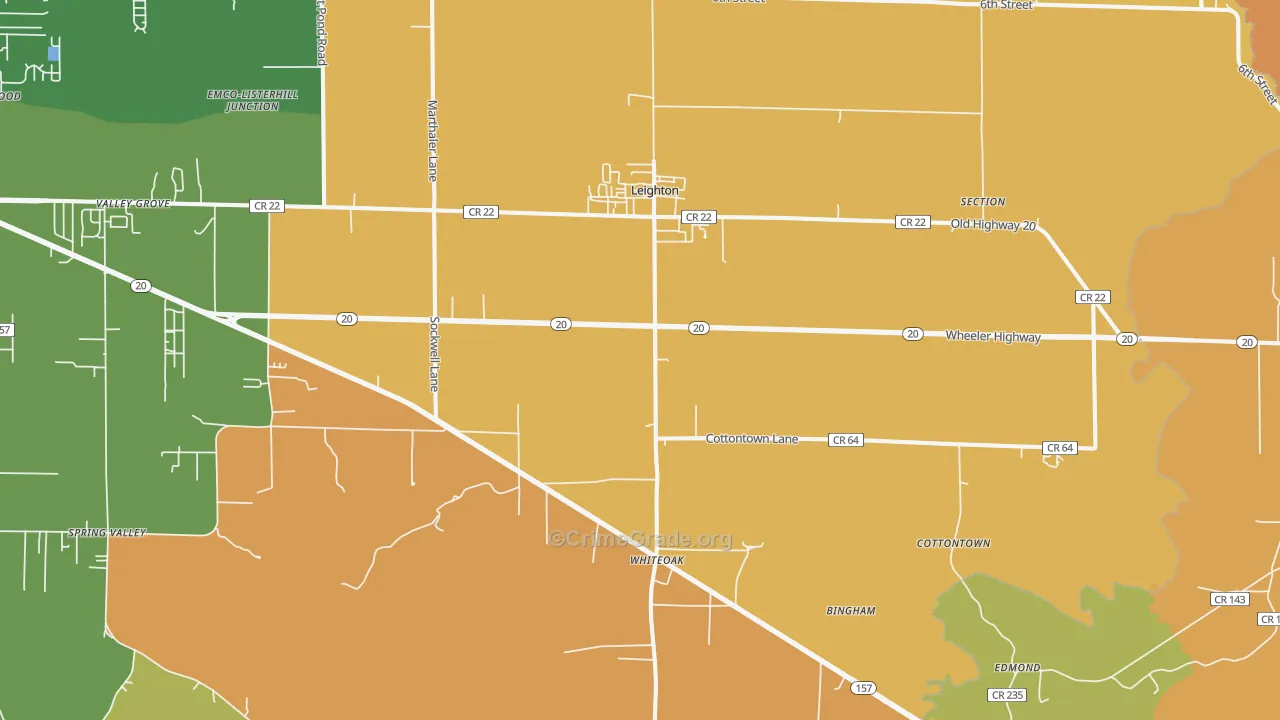 Leighton, AL Map of Assault Rates