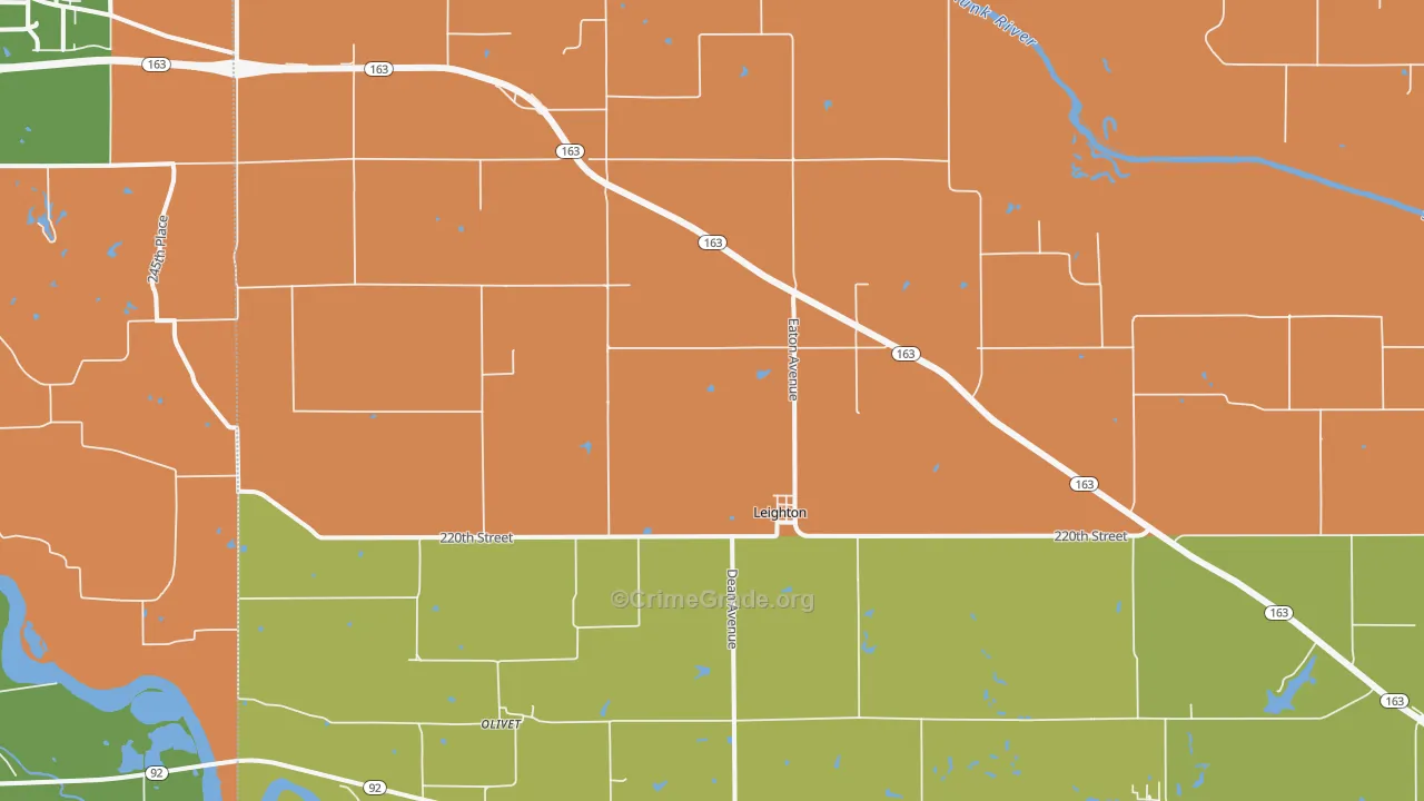 Leighton, IA Map of Assault Rates