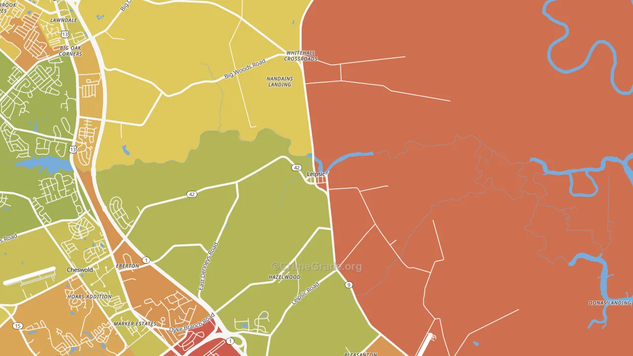 Leipsic, DE Map of Assault Rates
