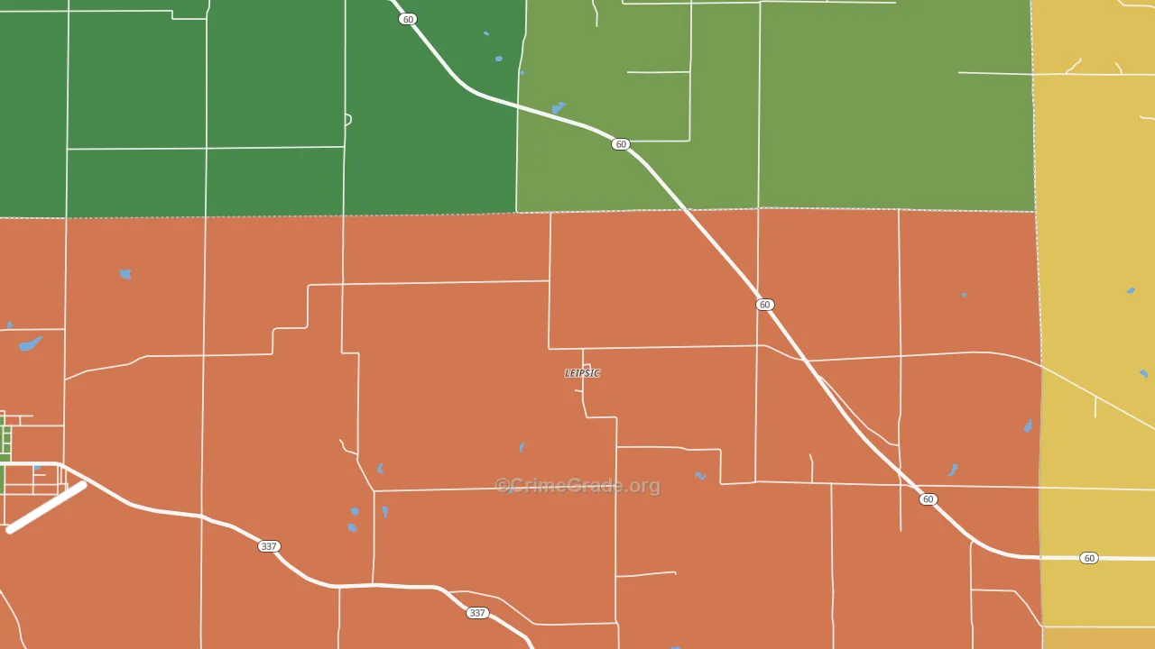 Leipsic, IN Map of Assault Rates